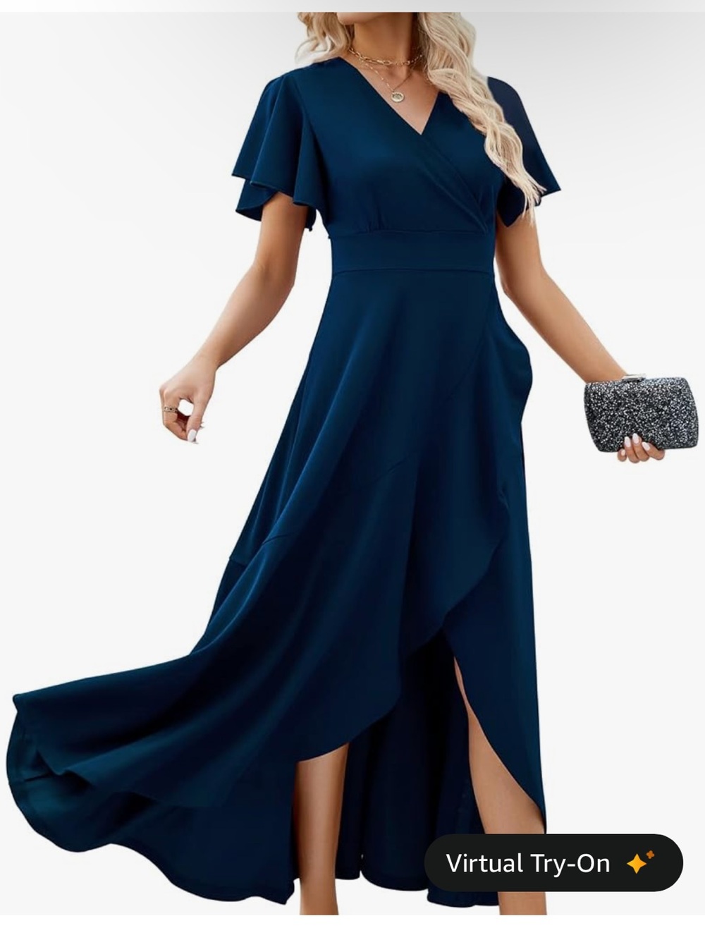 Formal Navy Ruffle Dress - Picture 4 of 4